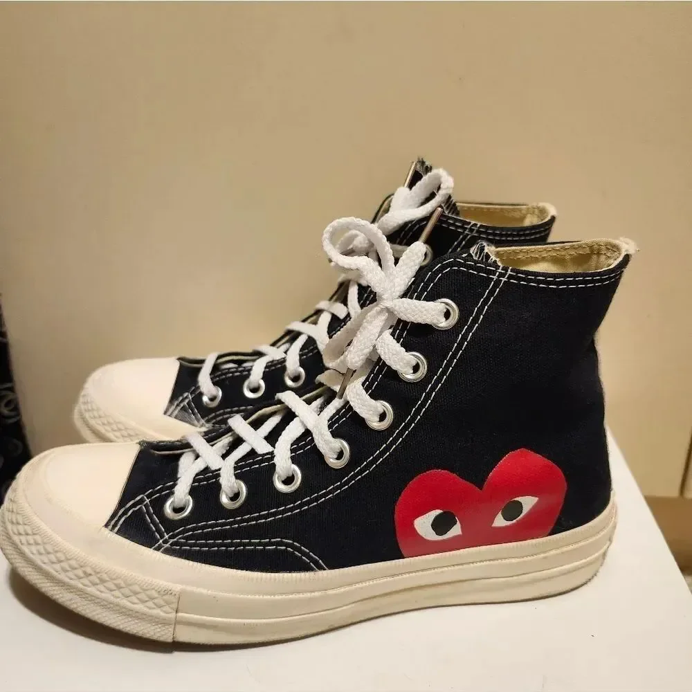 Comme des Garçons PLAY x Converse Chuck 70 Hi Black Heart Sneakers Womens Sz 6